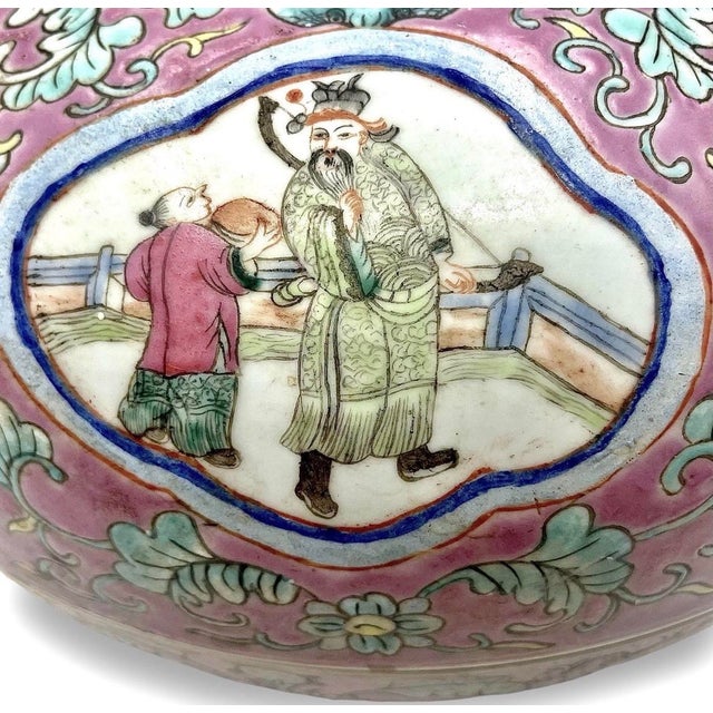 Antique Chinese Famille Rose Medallion Covered Box Double Bowl 11” For Sale - Image 4 of 15