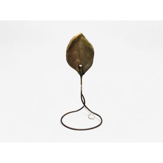 Tomasso Barbi Attributed Patinated Brass, Ginko Leaf Floor Lamp, Italy, 1970s For Sale - Image 9 of 11
