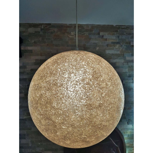Cream Spherical Pendant Light, 1960s For Sale - Image 8 of 18