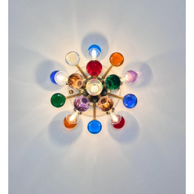 Murano Glass and Brass Sputnik Wall Sconces, 1990s, Set of 2 For Sale - Image 9 of 16