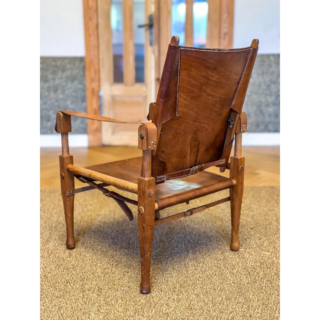 Safari Lounge Chair in Oak and Cognac Leather by Wilhelm Kienzle for Kaare Klint, 1950s For Sale - Image 6 of 18