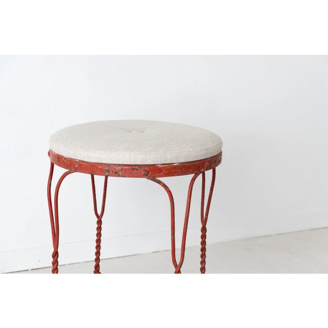 Metal Swedish Mid-Century Red Iron Stools, Set of 4 For Sale - Image 7 of 10