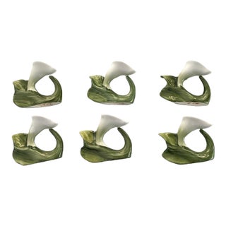 Vintage Bone China Napkin Holder Rings, Calla Lily Shape, Pia, Philippines, Set of 6 For Sale