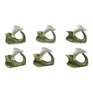 Vintage Bone China Napkin Holder Rings, Calla Lily Shape, Pia, Philippines, Set of 6