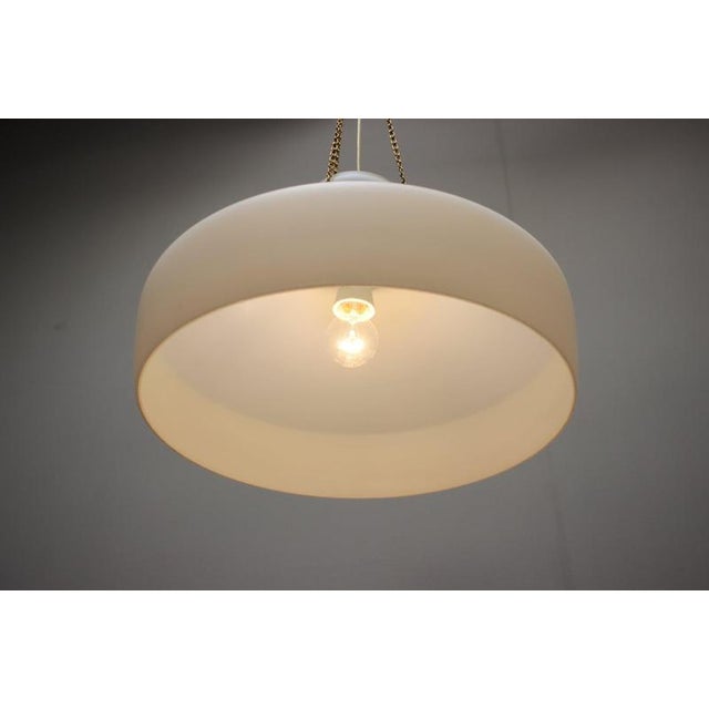 Gold Mid-Century Modern Pendant Lamp in Opaline Milk Glass and Bra, 1970s For Sale - Image 8 of 10