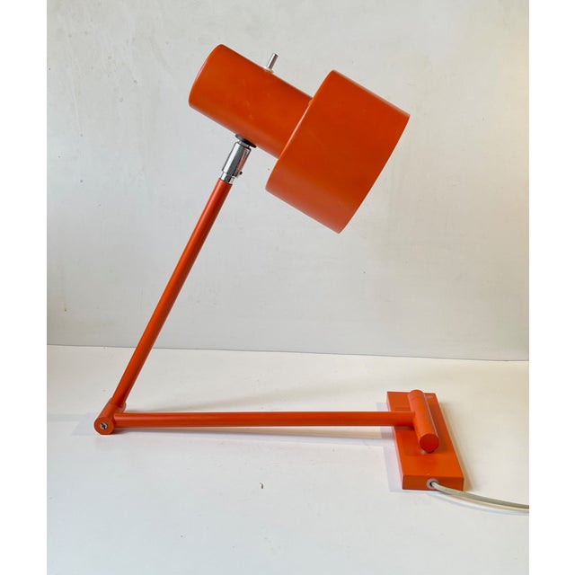 Orange Scale Swing Arm Wall Lamp by Jo Hammerborg for Fog & Mørup, 1970s For Sale - Image 13 of 14