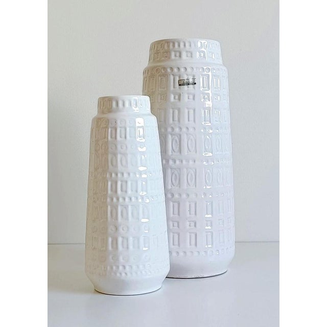 Mid-Century Modern West German White Glazed Ceramic Vases by Scheurich, 1950s, Set of 2 For Sale - Image 10 of 17