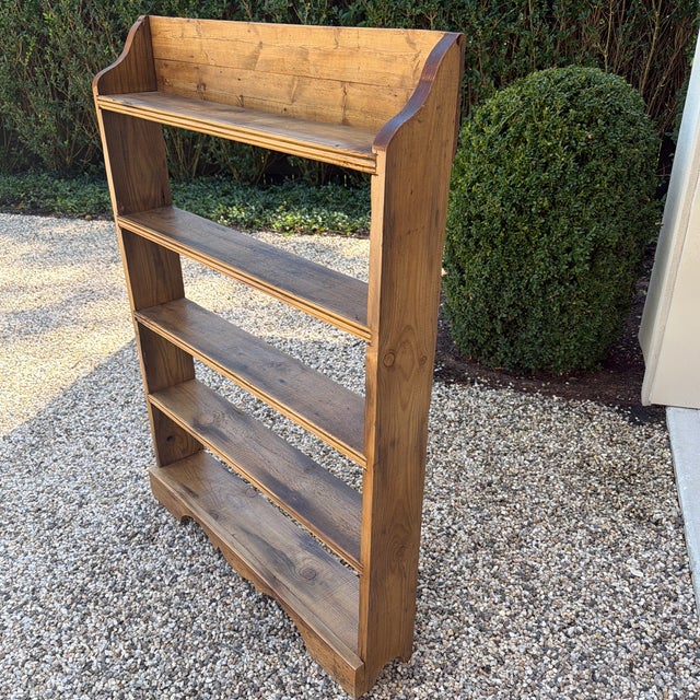 Vintage Rustic Pine Shallow Bookcase With Scalloped Detail For Sale - Image 4 of 12