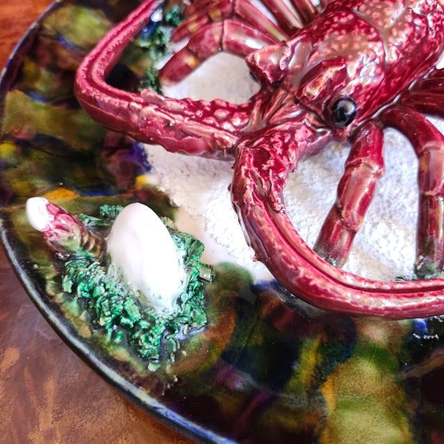 Mid 20th Century 13" Salt Lobster Crustacean Portugese Majolica Trompe l'Oeil of Mid Century For Sale - Image 5 of 10