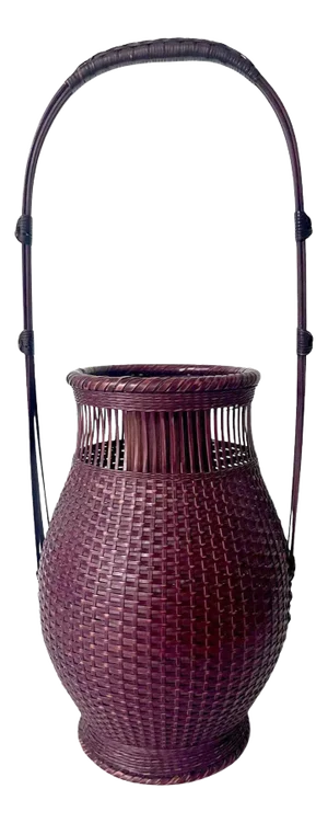 Japanese Woven Bamboo Ikebana Basket by Chikusei Watanabe