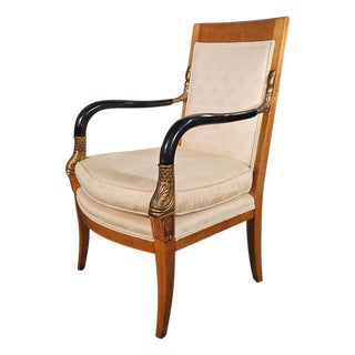 Century Furniture Empire Dolphin Arm Fauteuil Armchair Neoclassical Klismos Style 37" For Sale