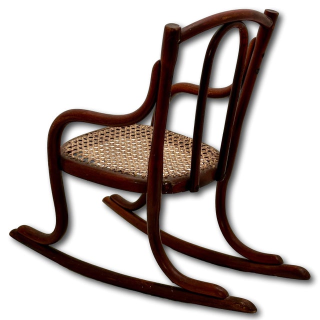 Unusual Antique Very Small Doll Size Bentwood Rocking Chair Possibly a Salesman Sample - Measures 15 Inches Tall For Sale - Image 11 of 18