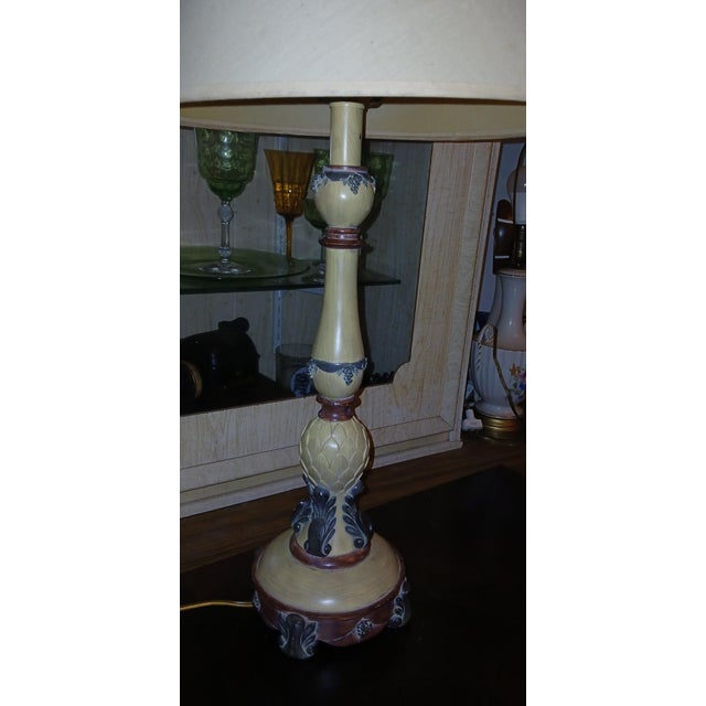 Italian Vintage Italian Style Majolica Table Lamp For Sale - Image 3 of 7