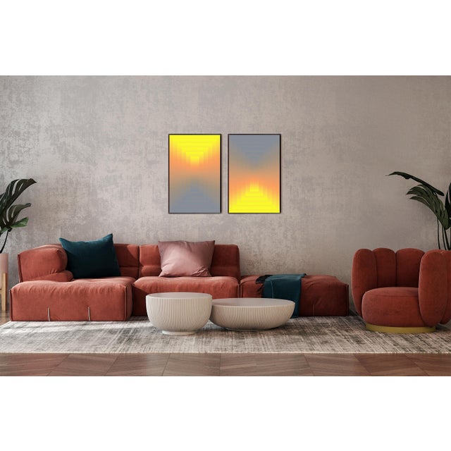 Yellow 2026, Solar Lens, Space Age Style Diptych, Limited Edition Giclée, Yellow to Gray Transitions For Sale - Image 8 of 8