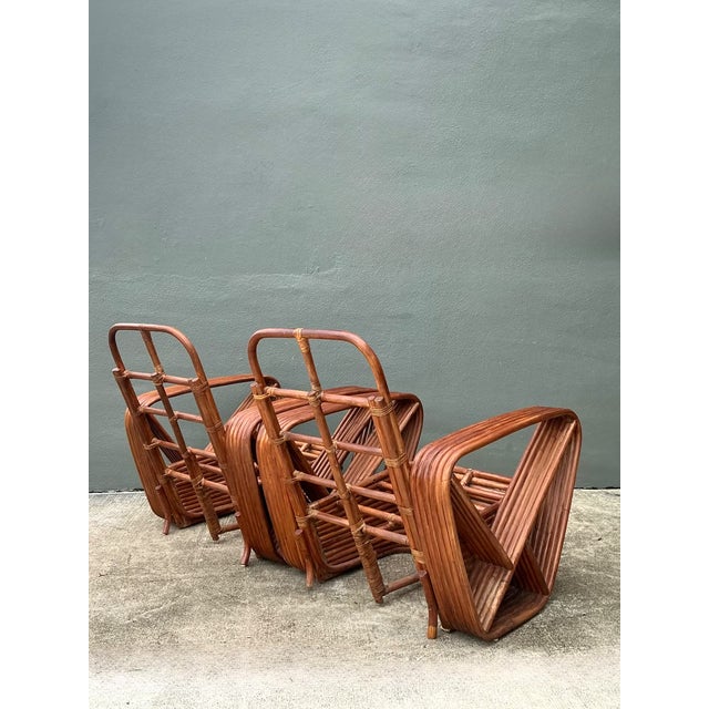 Vintage Paul Frankl Six Strand Rattan Lounge Chairs - A Pair For Sale - Image 9 of 11