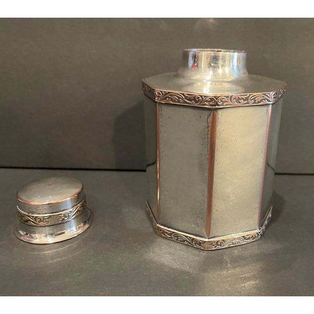 Silver 1920s Octagonal Silverplate Tea Caddy For Sale - Image 8 of 11