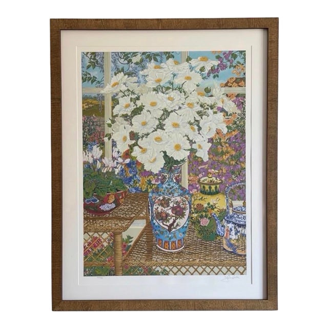Late 20th Century John Powell “Cottage Garden” Signed Limited Edition Serigraph, Professionally Custom Framed For Sale