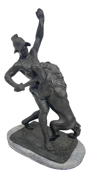 Sculpture of a Lion Fighting, 1800s, Metal