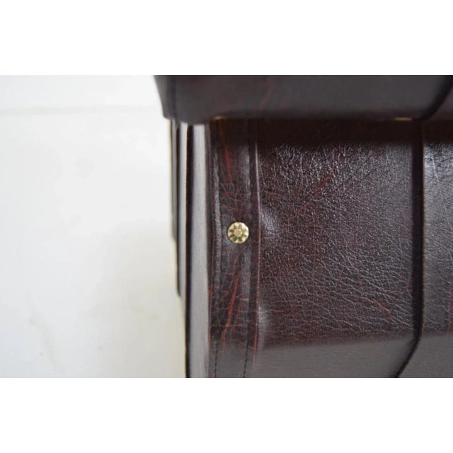 Brown Mid-Century Leatherette Stool with Wheels, 1970s For Sale - Image 8 of 11