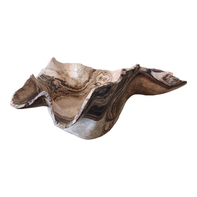 Organic Modern Brown and Beige Onyx Bowl For Sale