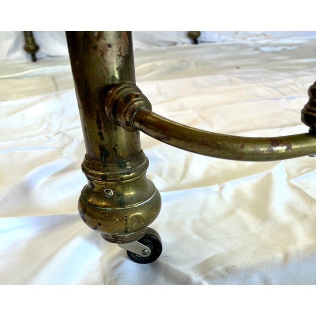 Pair of Antique Victorian Brass Twin Beds With Original Cast Iron Dovetail Rails For Sale - Image 9 of 17