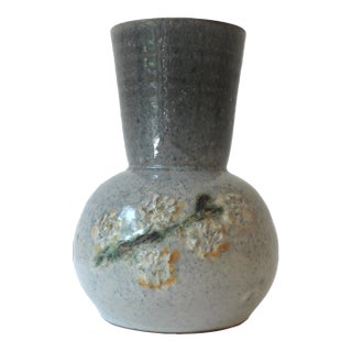 Vintage Signed Studio Pottery Vase Floral For Sale
