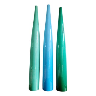 Green and Blue Murano Glass Suspensions by Alessandro Pianon for Vistosi, 1960s, Set of 3 For Sale