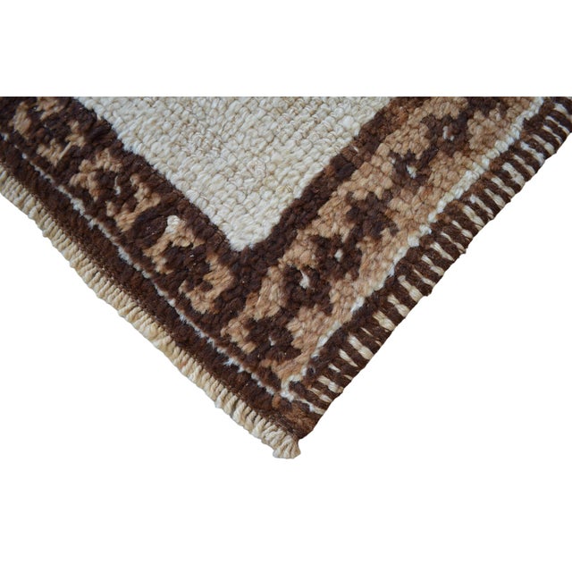 1970s Pure Natural Undyed Wool Hand-Knotted Turkish Runner Rug Moroccan Style - 2′9″ × 12′8″ For Sale - Image 12 of 14