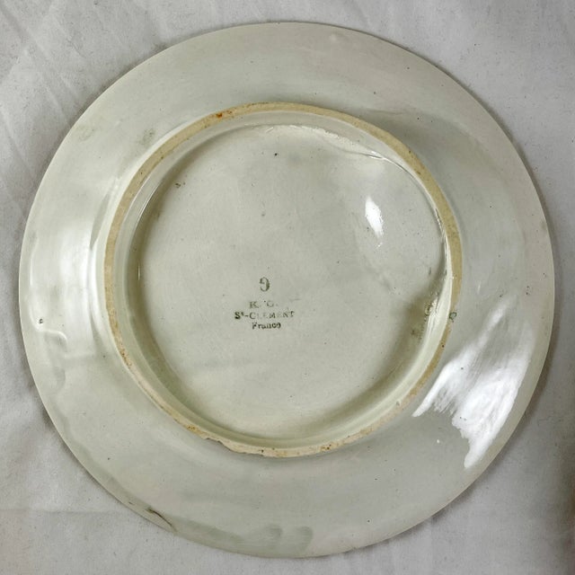 St. Clément, Keller Guerin Asparagus & Artichoke Faïence Majolica Plate For Sale - Image 9 of 11