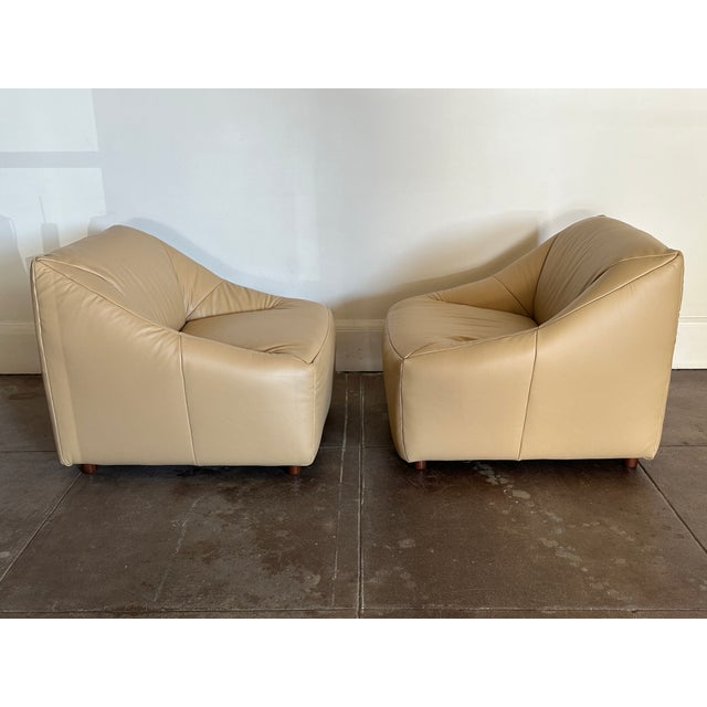 1980s Vintage 1980's Post Modern Leather Lounge Chairs For Sale - Image 5 of 12