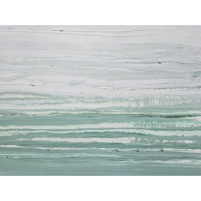 35' X 28' - 'Pacific Ocean / Palisades' - High End Shadow Box Framed Neutral Color Palette Abstract Seascape Landscape Original Oil Painting For Sale - Image 10 of 12