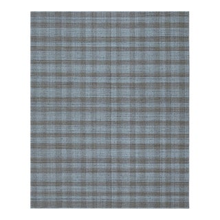 8x10 Serene Chloe Beige Geometric Modern Plaid Flatweave Wool Carpet Rug For Sale