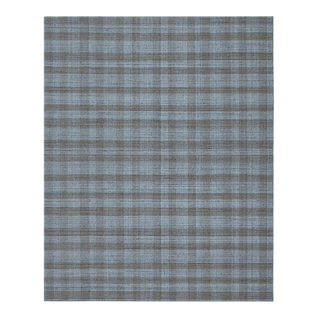 8x10 Serene Chloe Beige Geometric Modern Plaid Flatweave Wool Carpet Rug For Sale