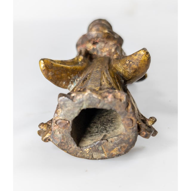 17th Century Ming or Qing Dynasty Chinese Gilt Bronze Daoist Attendant Figure For Sale - Image 11 of 14
