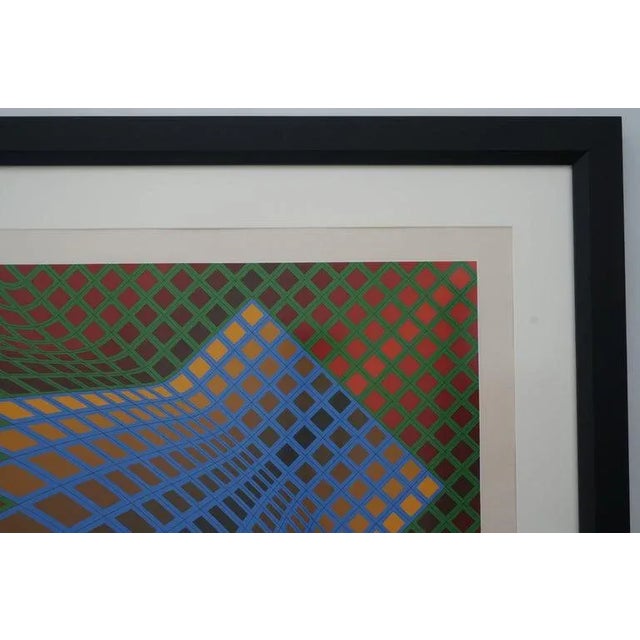 Paper Vasarely Pencil Signed and Numbered Limited Edition 67/250 Op Art Original Print Custom Framed For Sale - Image 7 of 11