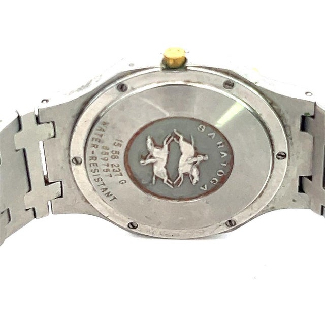 1990s Concord Estate Saratoga Roman Numerals Watch 18k Gold + Stainless Steel For Sale - Image 4 of 6