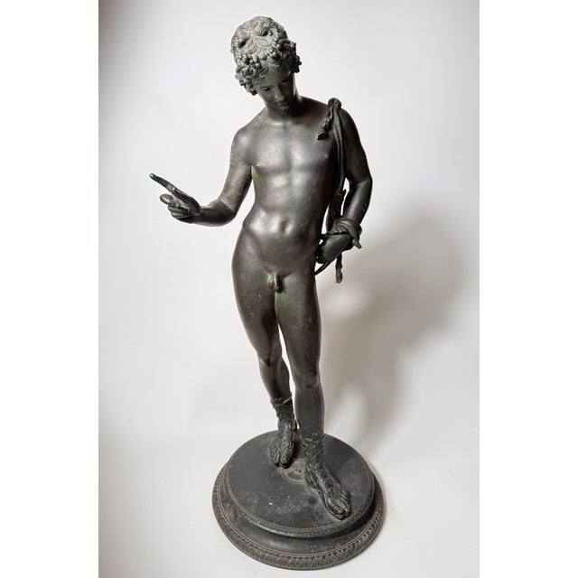 Signed Antique Grand Tour Bronze Model No. 72 Narcissus (Bacchus) Sculpture from Fonderia Artistica Sommer, Naples, 1890-1910 For Sale - Image 13 of 13