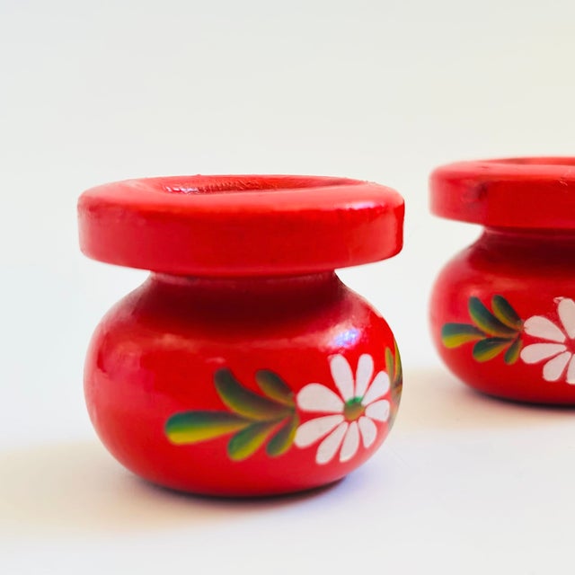 Mid-Century Modern Vintage Swedish Wood Tiny Taper Candle Holders - Set of 2 For Sale - Image 3 of 7