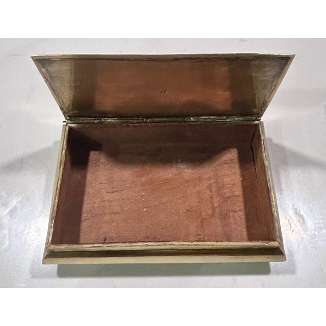 Mid 20th Century Vintage Chinoiserie Inspired Brass and Wood Box For Sale - Image 5 of 12