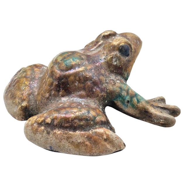 Margie Hughto Studio Signed Iridescent Ceramic Frog Sculptures, Pair, 4" For Sale - Image 14 of 18