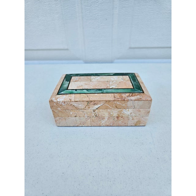 Peach Tessellated Stone Trinket Box For Sale - Image 10 of 16