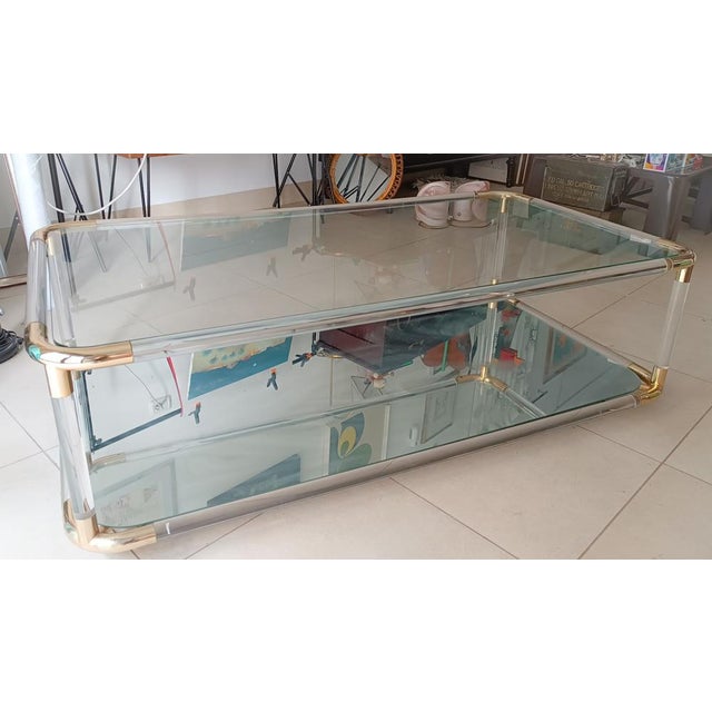 Gold Side Table in Acrylic Glass & Brass For Sale - Image 8 of 10