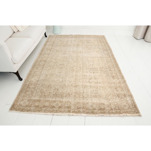 Beige Vintage Anatolian Wool Carpet For Sale - Image 10 of 10