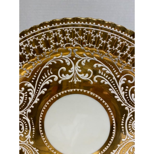 Art Deco Early 20th Century Le Tellec Serving Dish With Gold Gilt and Moriage on Porcelain For Sale - Image 3 of 9