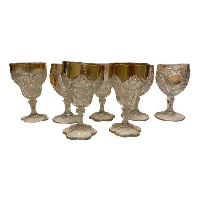 Traditional Vintage Crystal Wine Glasses- Set of 7 For Sale - Image 3 of 4