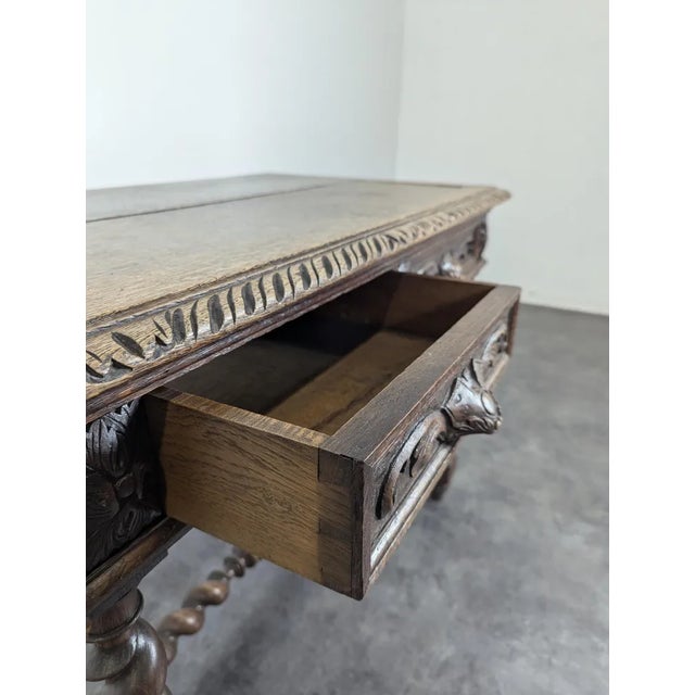 Louis XIII Style Oak Desk For Sale - Image 6 of 8