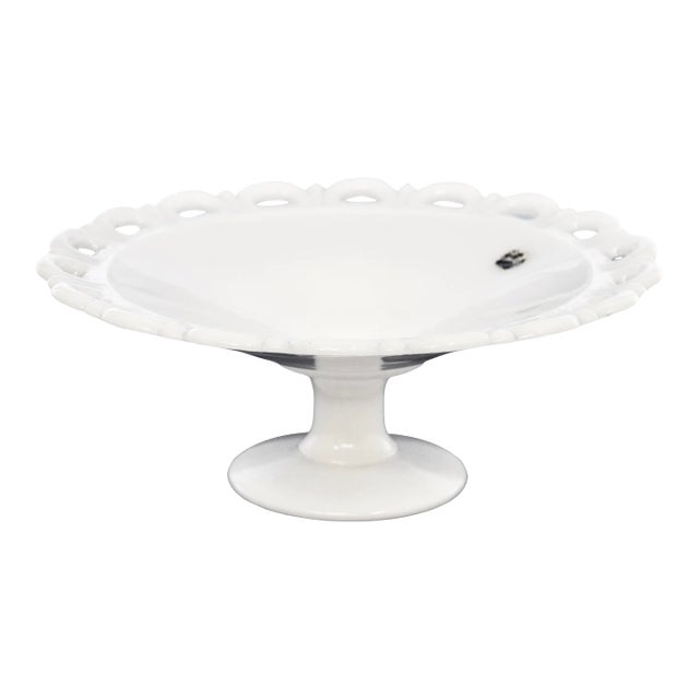 1960s Farmhouse White Open Work Loop Rim Bowl For Sale