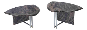 Vintage Italian Granite Coffee Tables with Chrome Base, 1980s, Set of 2