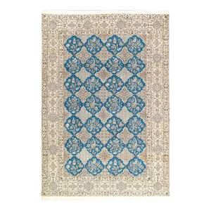 Pasargad Light Blue Fine Hand Knotted Silk & Wool Persain Nain
