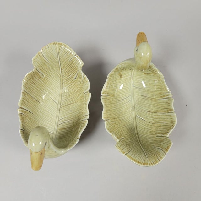 Ceramic Pair of Pottery Sage Green Goose Bowls For Sale - Image 7 of 7